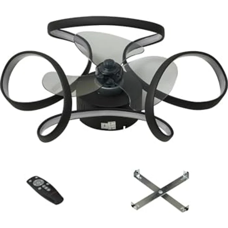 Lindby LED-Deckenventilator Lomata, schwarz, dimmbar, steuerbare Lichtfarbe, leise, Ø 23 cm – Bild 5