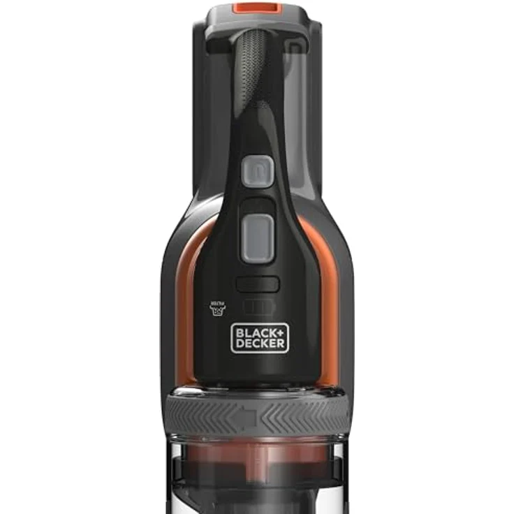 Black+Decker BHFEV182C-QW, 4in1 Stielsager (18V, 2.0Ah, beutelloser Boden-& Handstaubsauger mit Elektrobürste, kabellos, inkl. Fugendüste, Akku, Ladegerät & Wandhalterung), Titanium-Orange, 36 W – Bild 2