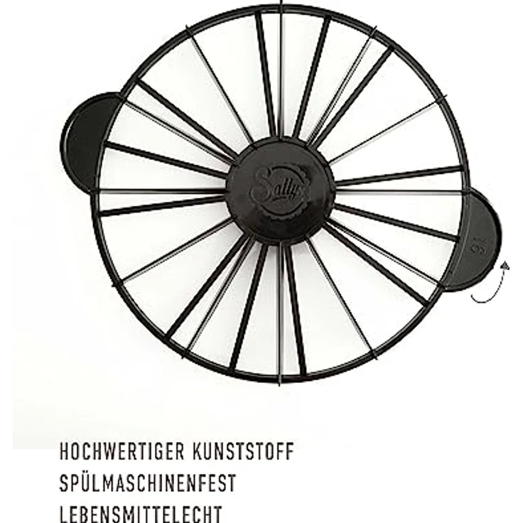 Sallys Torteneinteiler - 12/16 Stücke - ⌀ 27 cm - schwarz, beidseitig wendbar und aus hochwertigem Kunststoff, Tortenbodenschneider, Kuchengitter, Backutensilien – Bild 2