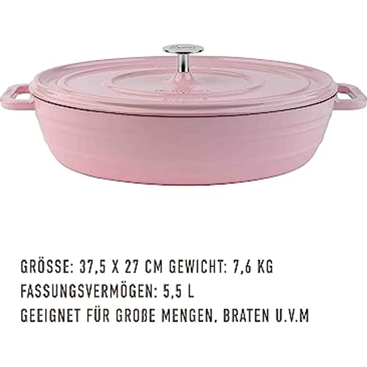 Sallys Gusseisenbräter Alime (Silky Pink) - Hochwertiges Gusseisen für schonendes Garen und sichere Handhabung – Bild 2