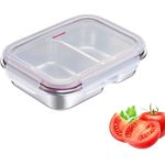 Westmark Edelstahl Lunchbox – Auslaufsichere, mikrowellen- und ofenfeste Bento Box, BPA-frei, Silber, geteilt 450 + 280 ml