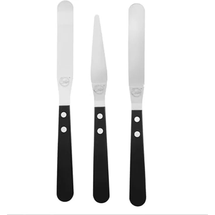 Sallys Streichpaletten 3er Set– Das ultimative Tortenzubehör, Streichpalette 10cm, Winkelpalette 9,5 cm, Spitze Streichpalette 8 cm