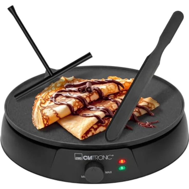 CLATRONIC Crêpesmaker CM 3849, Crepes Maker in Schwarz, inkl. Teigverteiler und Wender – Bild 1