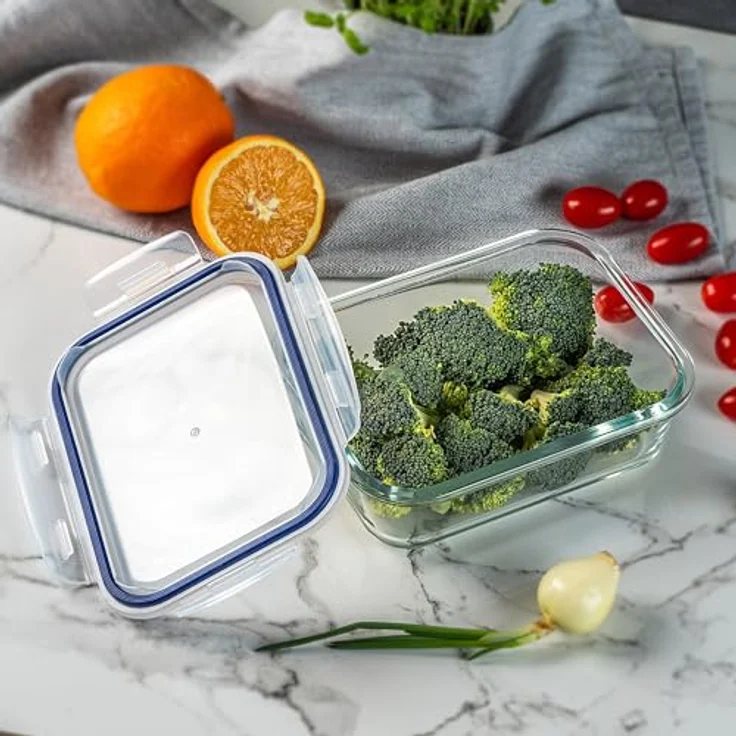 KADAX Glasbehälter Set mit Deckel, 3 Größen 370/640/1040 ml, luftdicht und spülmaschinen- / mikrowellengeeignet, für Meal Prep – Bild 5