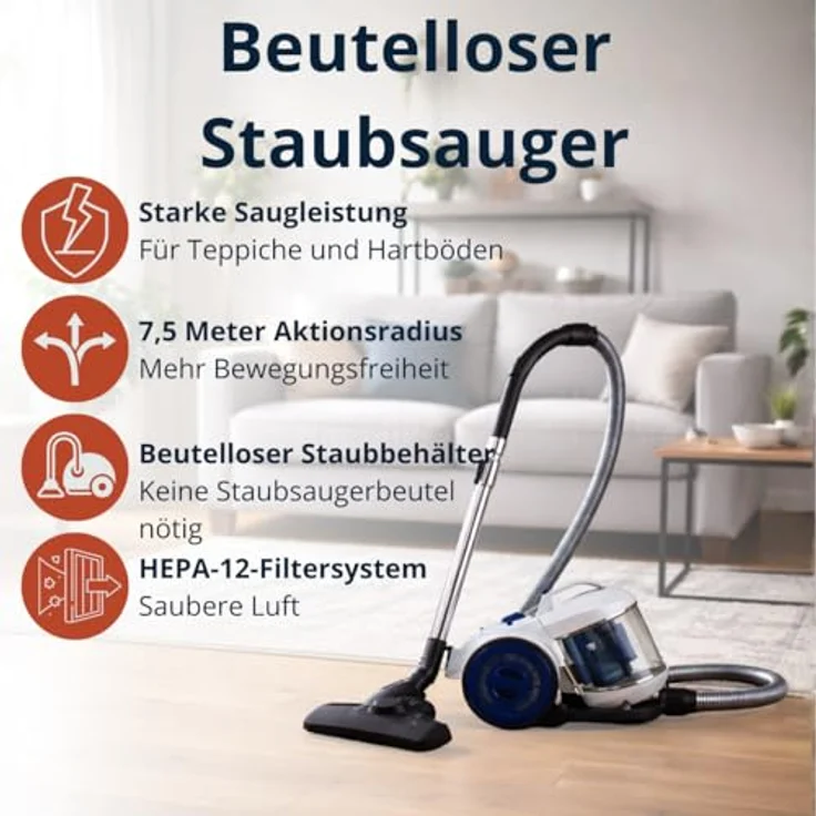 DIRT DEVIL DD2503, Bodenstaubsauger ohne Beutel mit 800W, ideal für Stauballergiker – Bild 2