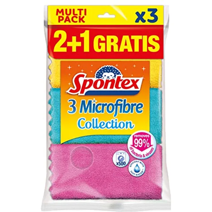 Spontex MF Collection 2+1 Mikrofasertuch, Mehrfarbig, 3 Stück