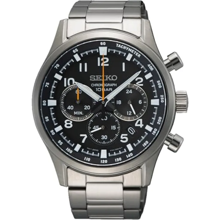 Seiko Herren Analog Quarz Uhr mit Edelstahl Armband SSB447P1, wasserdicht bis 100 Meter, kratzfestes Saphirglas