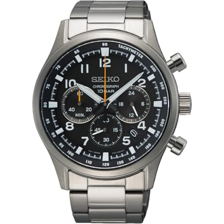 Seiko Herren Analog Quarz Uhr mit Edelstahl Armband SSB447P1, wasserdicht bis 100 Meter, kratzfestes Saphirglas