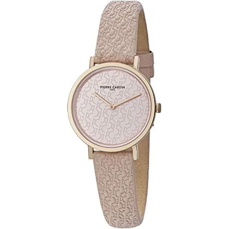 Pierre Cardin Watch CBV.1504, Damen-Armbanduhr mit Beige Lederband und Roségold Gehäuse