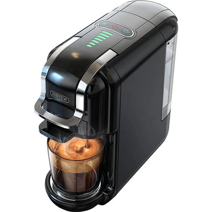 HiBREW H2B 5-in-1 Kapselkaffeemaschine, 19 bar Druck, 1450 Watt, schwarz, kompatibel mit Nespresso, Dolce Gusto und Kcup-Kapseln