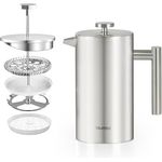 Blumtal French Press aus Edelstahl 600 ml (3 Tassen) - Thermo Kaffeebereiter doppelwandig isoliert mit Messskala inkl. Ersatzfilter & Anleitung, Spülmaschinengeeignet, Erhältlich in 3 Größen