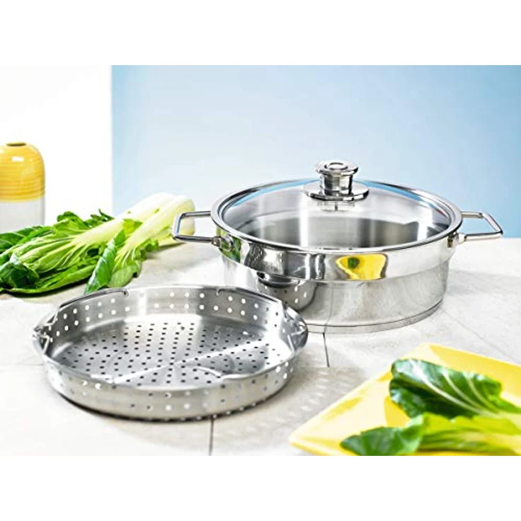 Schulte-Ufer 00133-30 Aromadämpfer Wega, 30 cm, 6,5 l, hochglanzpoliert, mit wärmeisolierenden Profilgriffen und integriertem Thermometer – Bild 5