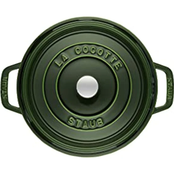 Staub 1102285 Cocotte-Bräter, rund mit Deckel 22 cm, 2,6 L, mit mattschwarzer lierung im Inneren des Topfes, basilikumgrün – Bild 3