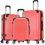 Flexot® F-2045 Koffer, Hartschale (3tlg. Set, Neon-Orange) Zwillingsrollen Suitcase Reisekoffer