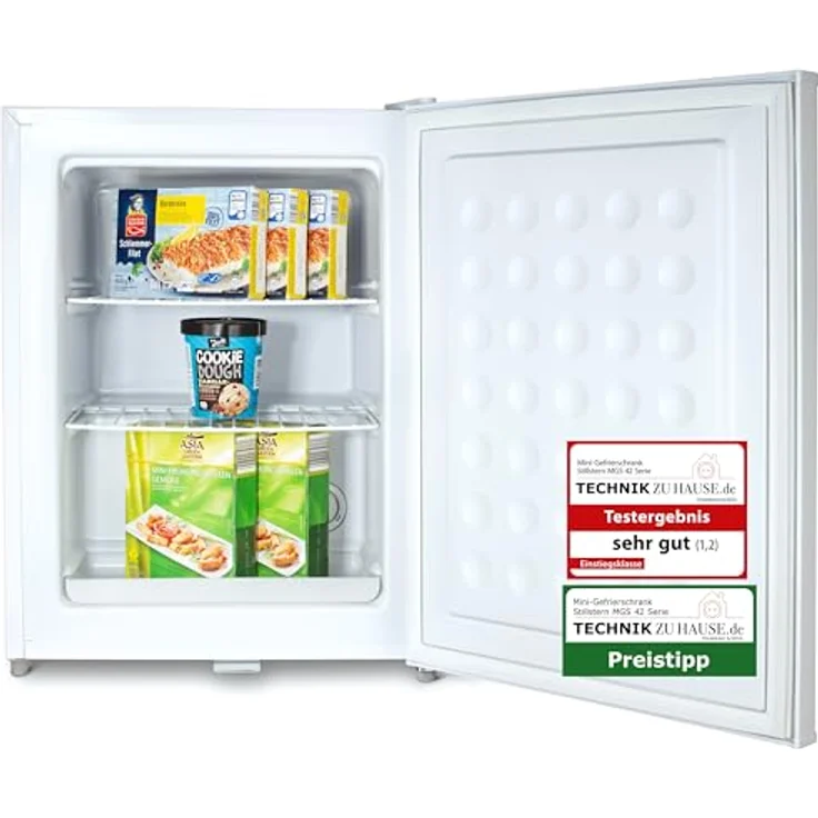 Stillstern Mini Gefrierschrank (42L) -18°C, Eiswürfelschale, Schloss, Türanschlag wechselbar - 4-Sterne Tiefkühlschrank in elegantem Design für Camping/Büro (Weiß) - Preisvergleich – Bild 1