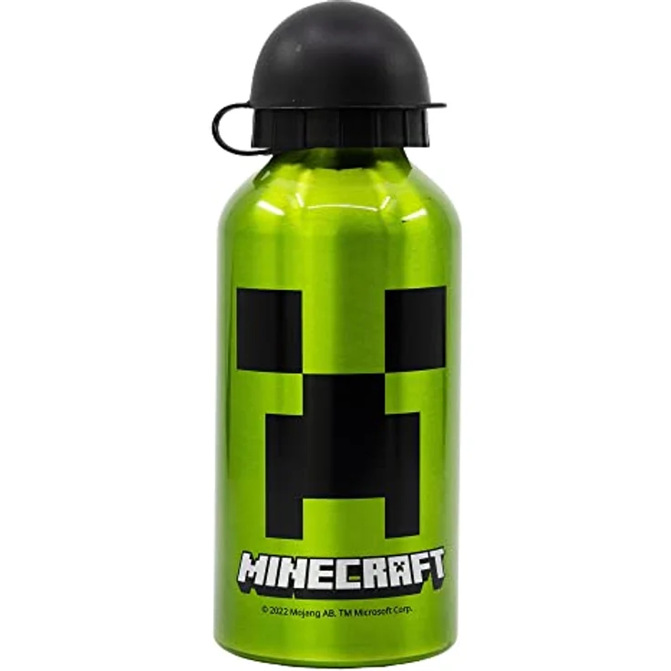 Minecraft Aluminium Trinkflasche 400ml, wiederverwendbare Flasche für Kinder mit Figuren aus Spielewelt – Bild 2