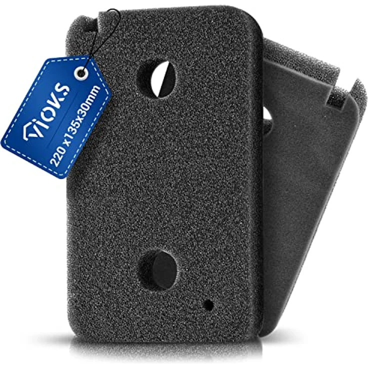 VIOKS Sockelfilter 2er Set für Мiele 9499230, Ersatzfilter für Wäschetrockner, 220x135mm, Schaumstoff, schwarz – Bild 1