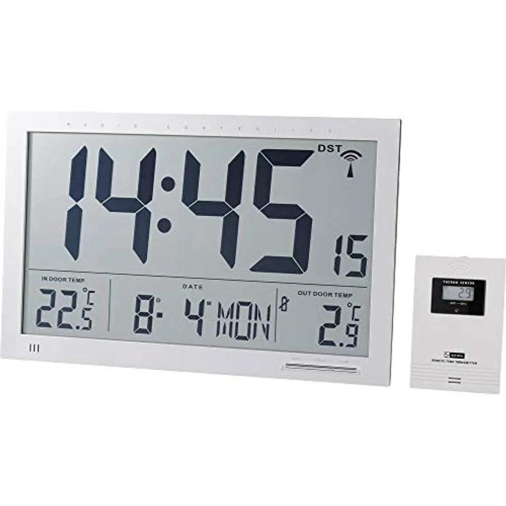 Eurochron EFWU Jumbo 102 Funk Wanduhr 370 mm x 230 mm x 30 mm Silber – Bild 2