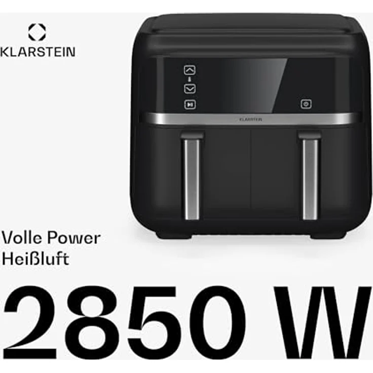 Klarstein Heißluftfritteuse VitaFry Duo, Doppel Heißluftfritteuse 7,6 L 2850W – Bild 3