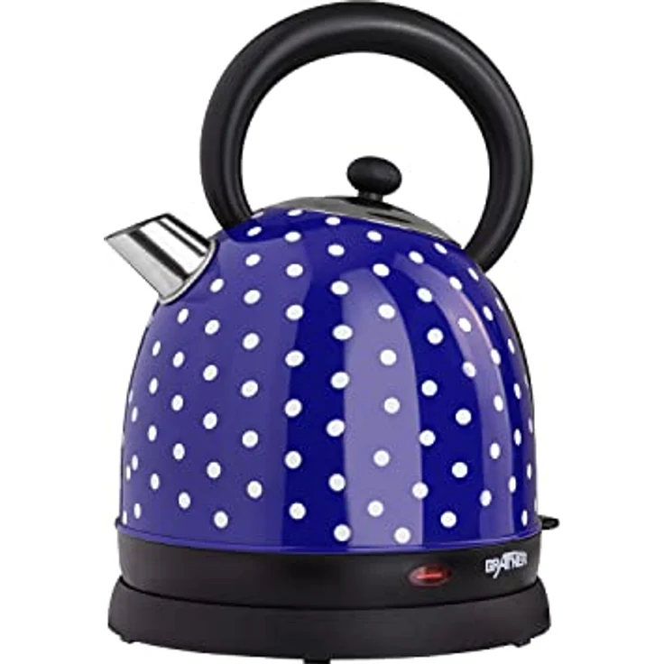 Grafner WK10862 Retro-Wasserkocher, 2200W, 1,8L, egonomischer Griff, Temperaturauswahl, Trockengehschutz, Überhitzungsschutz, Edelstahl, blau – Bild 3