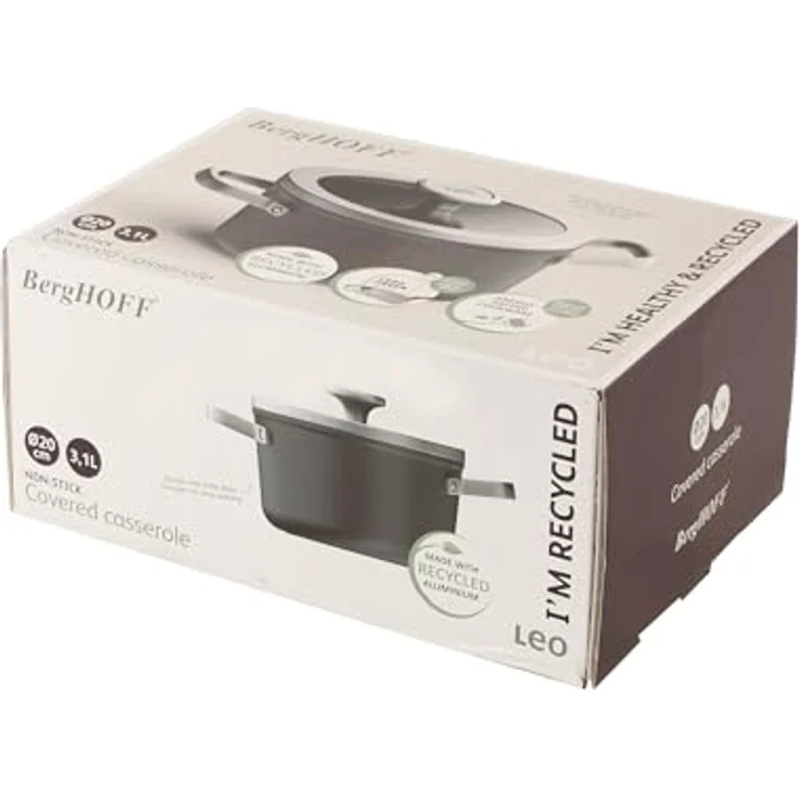 BergHOFF Leo Graphite Kochtopf + Deckel 20cm, induktionsgeeignet, CeraGreen-Antihaftbeschichtung, Ofenfest bis 230°C, inklusive Glasdeckel – Bild 3