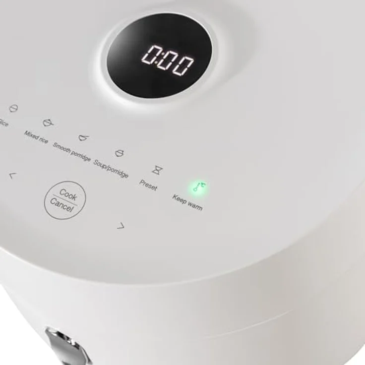 Vitinni Reiskocher, LED-Display, Touch-Steuerung, einfaches Kochen von Reis, antihaftbeschichtet, kompaktes Design, weiß, Warmhaltefunktion, 1 l, Für 1-4 Personen, inkl. Löffel & Messbecher – Bild 5
