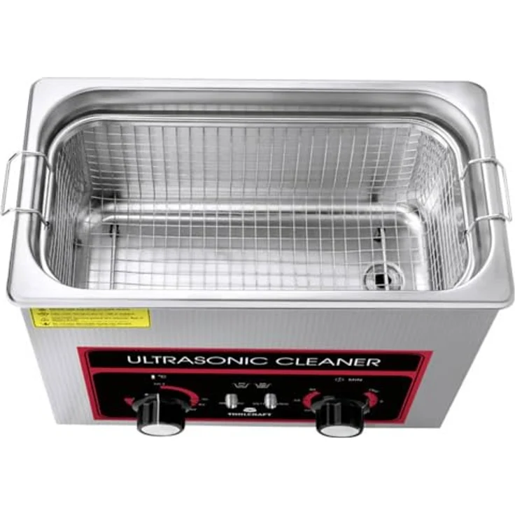 TOOLCRAFT Ultraschallreiniger 6,5 l, Rostfreier Stahl mit 180 Watt Leistung, analog einstellbare Temperatur und Timer – Bild 4