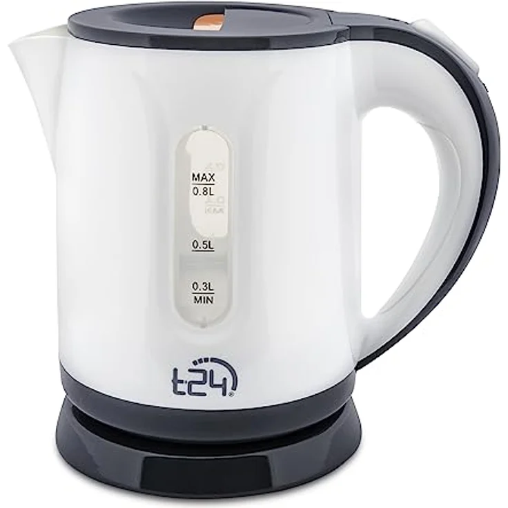 T24 Mini Wasserkocher Reisewasserkocher 0,8 Liter , 1100 Watt, weiß – Bild 2