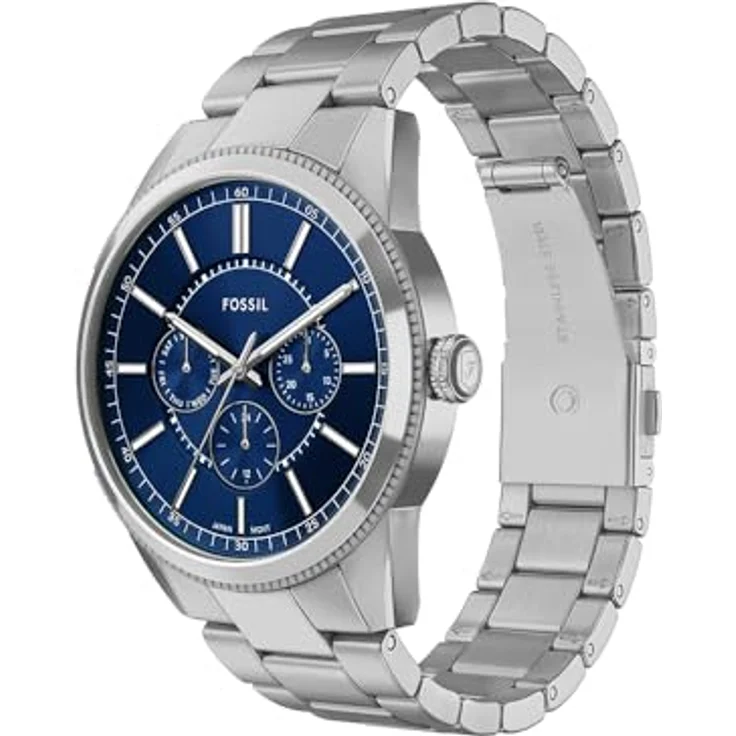 FOSSIL Pearson Herrenuhr, Quarz Multifunktionswerk, 42 mm Edelstahlgehäuse, blaues Zifferblatt, Edelstahlarmband, wasserdicht bis 50 m – Bild 3