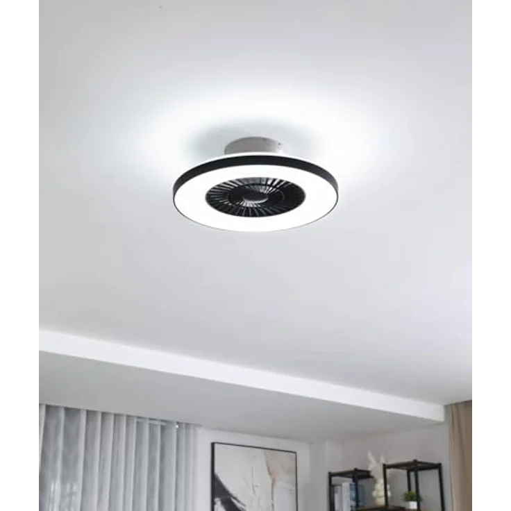 Lindby Paavo, Deckenventilator mit dimmbarem LED-Licht, Fernbedienung und Tuya App, schwarz-weiß, Ø60 cm, 39W, 3900lm – Bild 4