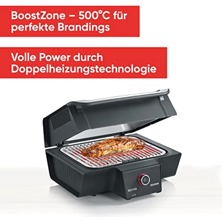 Severin PG 8106 SEVO GT Tischgrill, 3000 Watt, Schwarz, Silber – Bild 2