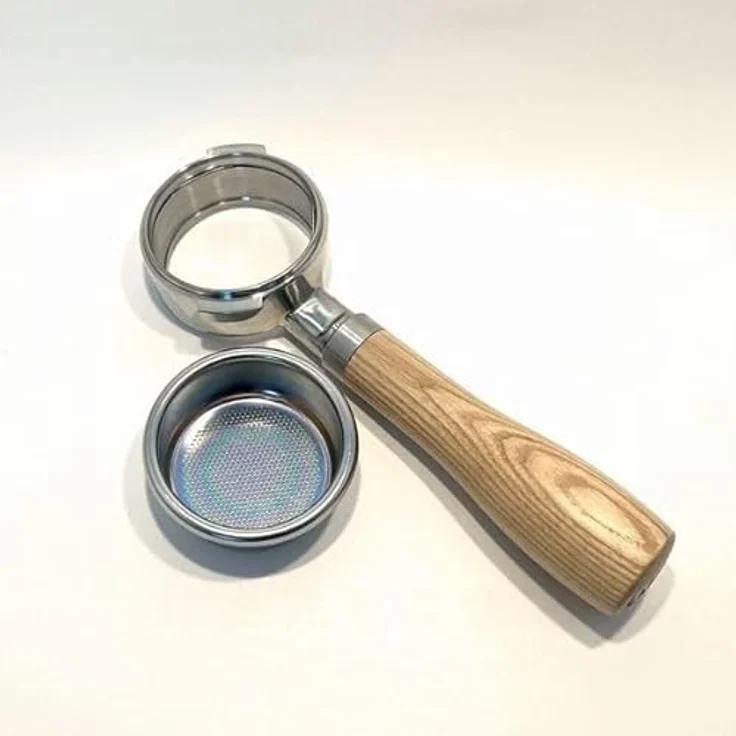 Gaggia Handfilter Holzsiebträger bodenlos Edelstahl und Eschenholz, professioneller 59 mm Siebträger für Gaggia Classic – Bild 3