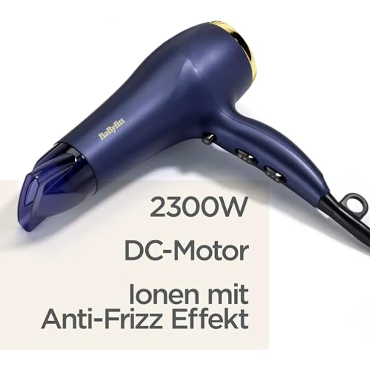 BaByliss Midnight Luxe 2300W Hair Dryer 5781PCHE, Haartrockner mit Ionen-Technologie, schwarz – Bild 3