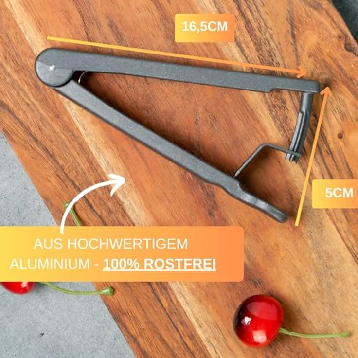 Thiru Premium Kirschenentkerner, Edelstahl mit robusten Klingen, Made in Germany, inkl. E-Book mit 25 Rezepten, zerdrückt die Frucht nicht – Bild 4