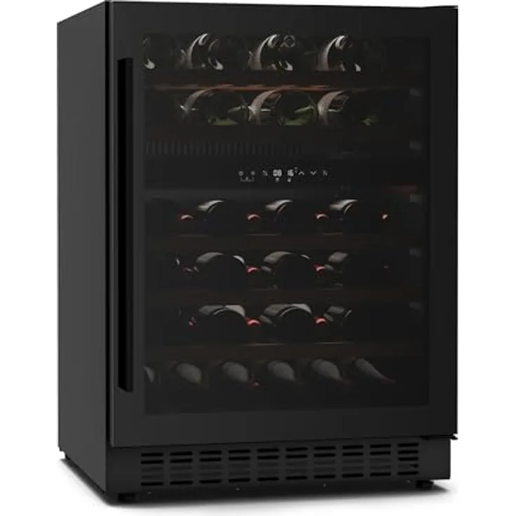 Klarstein JCF-145S Velaire Weinkühlschrank, 46 Flaschen, 2 Zonen, UV-Schutz, Holzlagerböden, leise, ideal für Sammler