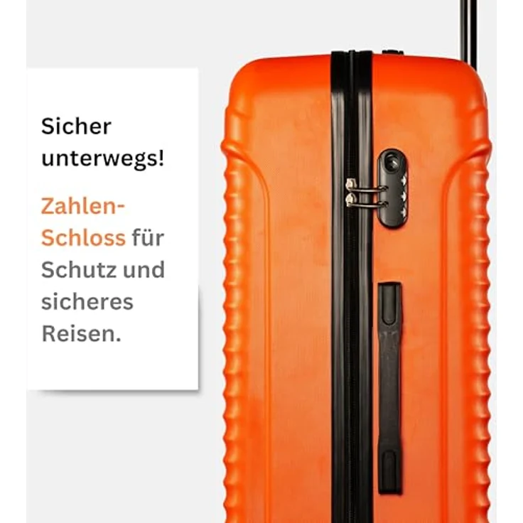 NOWI Las Palmas Koffer L – 59L Ultraleicht Hartschalenkoffer mit 8 360° drehbaren Rollen, wasserabweisend, orange – Bild 5