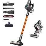 KLAMER Akku-Staubsauger, 420 Watt Kabelloser, Flexibler Handstaubsauger mit verschiedenen Aufsätzen mit LED Licht