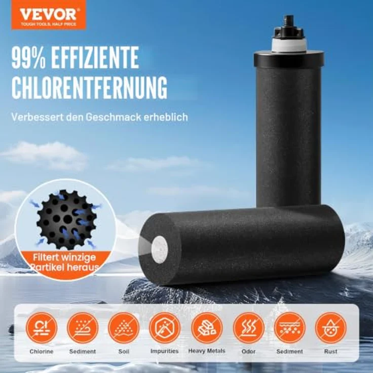 VEVOR Schwerkraft Wasserfiltersystem Edelstahl 7+8,5L, hochmoderne Wasserfiltration mit Blei- und Chlorreduzierung – Bild 2