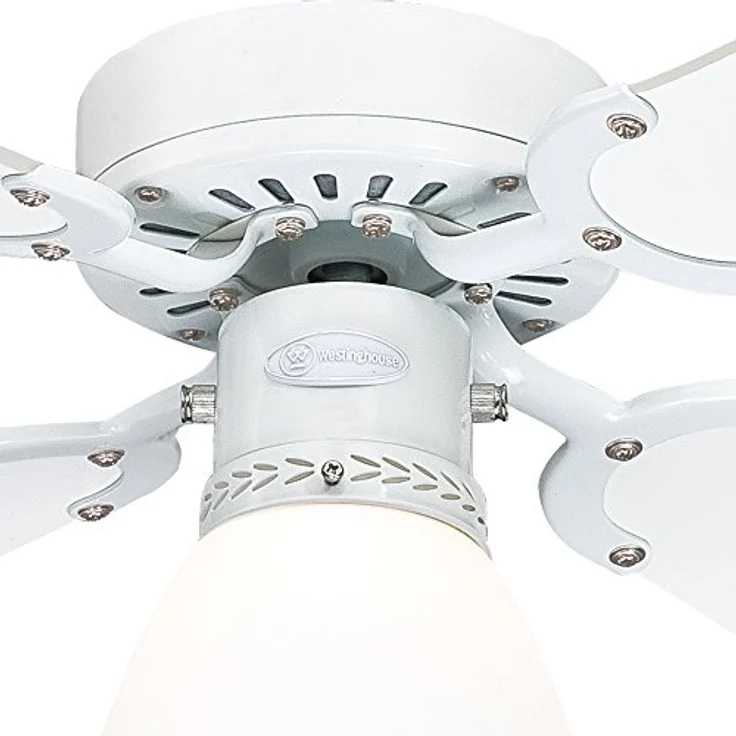 Westinghouse Lighting Capitol, Deckenventilator, Einzelleuchte mit Opalmilchglas, metall, 42 W, Ausführung in Weiß mit Wendeflügeln in Weiß|Buche, 105 x 105 x 44 cm – Bild 3