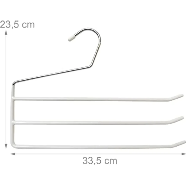 Relaxdays Hosenbügel mehrfach, 5er Set, Metall, rutschfest, 3 Hosenstangen, weiß – Bild 4