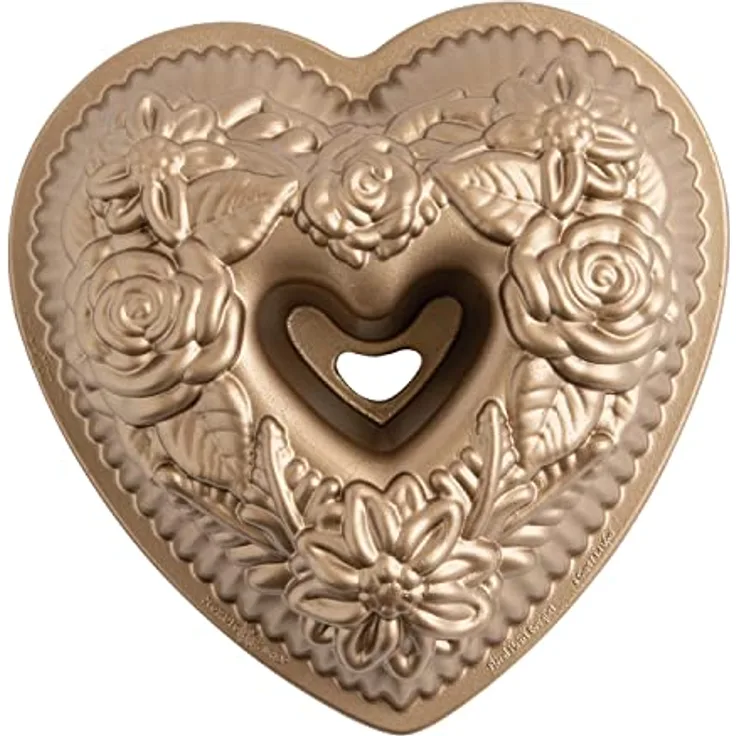 Nordic Ware Blumen-Herz-Gugelschreiber, Backform aus Aluminiumguss, 6-Tassen-Kapazität, Made in USA