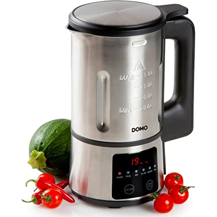 DOMO My Soup Express DO727BL Suppenbereiter, 6 Programme, 800W, LED-Anzeige, 1,2 Liter, Edelstahl, silber, schwarz – Bild 4