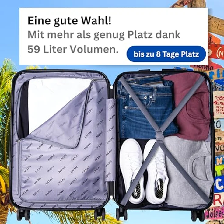 NOWI Las Palmas Koffer L – 59L Ultraleichter Hartschalenkoffer, 8 Rollen 360° drehbar, wasserabweisend, blau – Bild 3