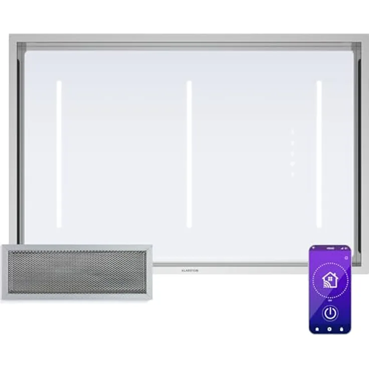 Klarstein LuxeAir Dunstabzugshaube, 562 m³/h Luftstrom, A Energieeffizienz, WLAN & Touch-Steuerung, LED-Beleuchtung, schwarz