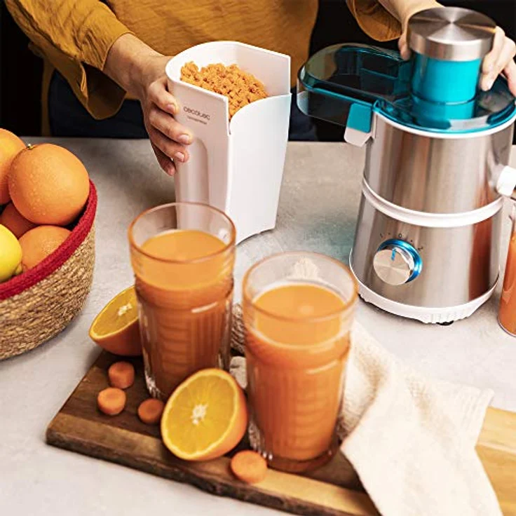 Cecotec 400-W Kompakt-Orbitalmixer Juice&Fresh 400 Titan White. Schwarzer titanbeschichteter Scheibe, 20000 UpM, Eingabeöffnung mit Beschichtung aus Titan, 2 Geschwindigkeiten – Bild 5