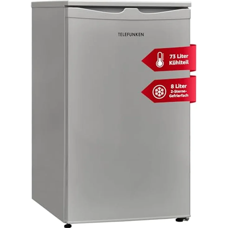 Telefunken Kühlschrank mit Gefrierfach (2-Sterne) | Freistehend | 81 Liter | Kühlschrank klein | CF-32-152-S silber – Bild 1