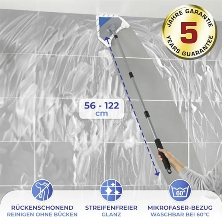 Maximex Bodenwischer-Set Multiflex-Wischer inkl. Teleskopstiel, für Fliesen, Fenster und Böden, mit Aufhangöse – Bild 3