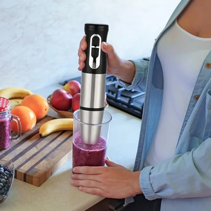 Retoo Stabmixer 1200W Turbo, Pürierstab mit stufenloser Geschwindigkeitsregelung, kompakt, Silber – Bild 8