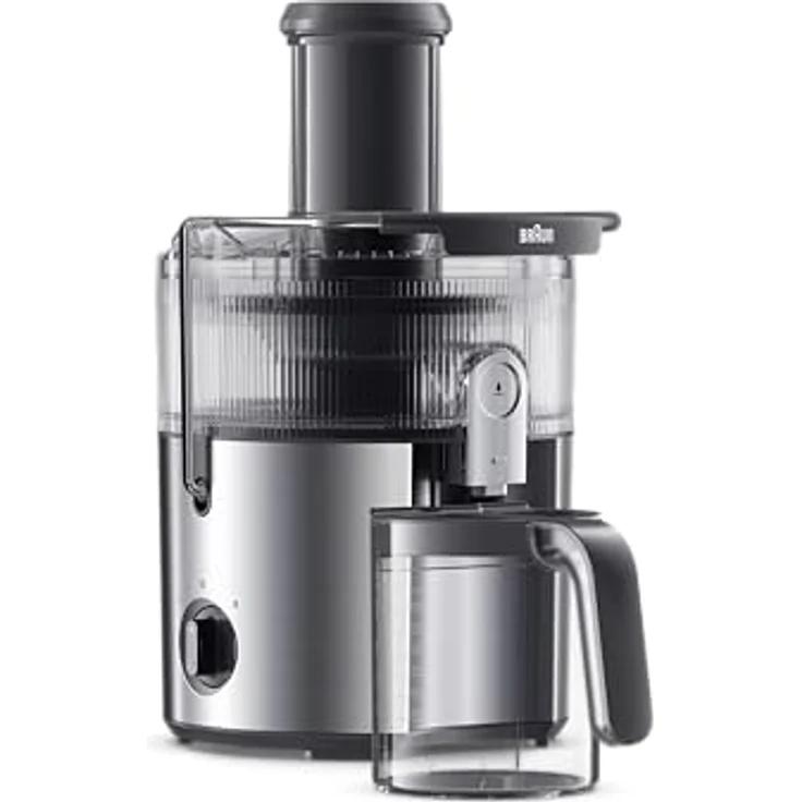 Braun MultiJuice 7 SJ700, Zentrifugalentsafter mit ColdXtract-Technologie, 75 mm Einfüllöffnung, 2L Tresterbehälter, 1000W, Grau – Bild 4