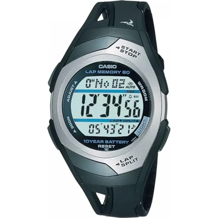 Casio Sports Damen- und Jugenduhr Digital Schwarz/Silberfarben STR-300C-1VEF mit Kunststoffarmband